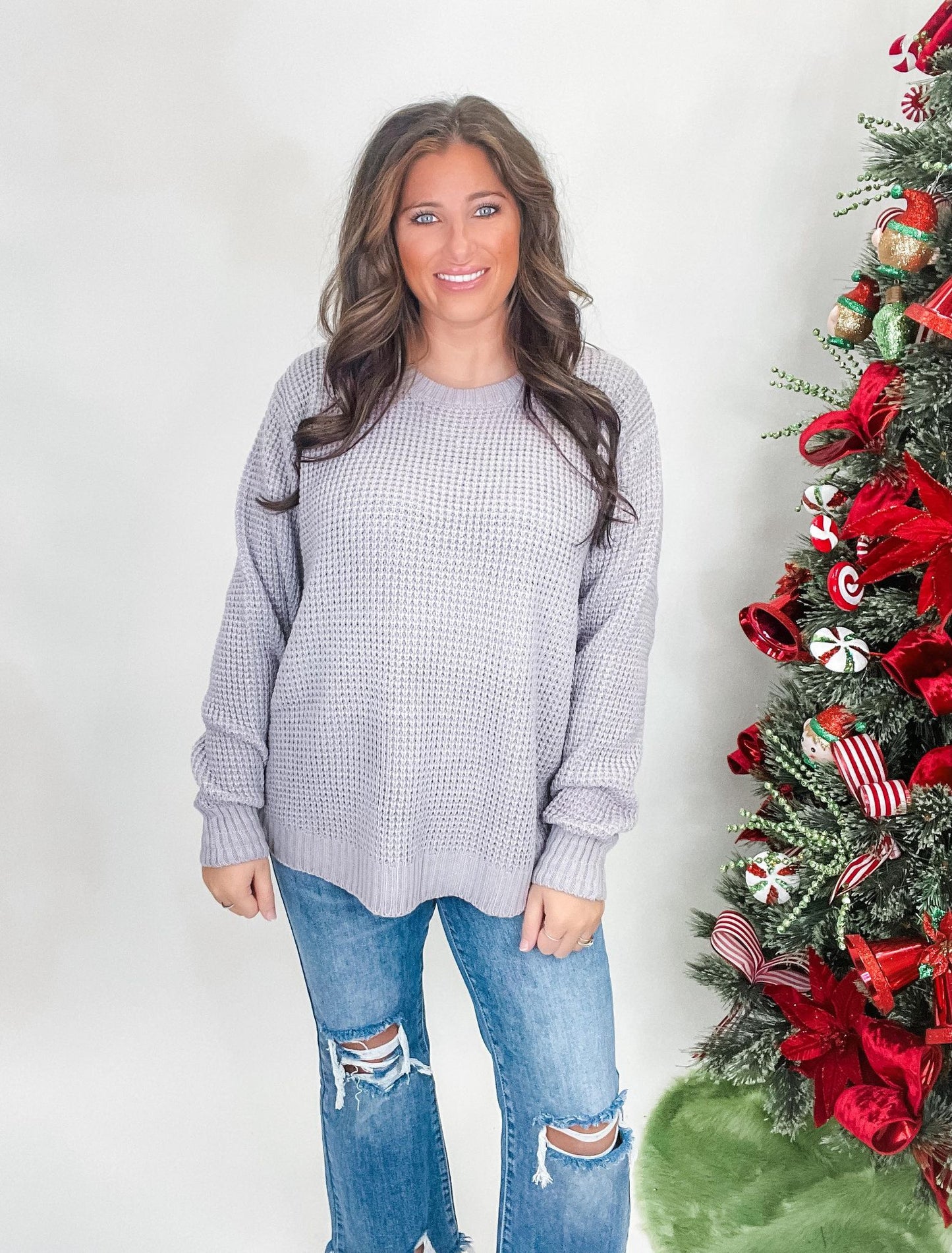 Just That Simple Plus Sweater - Light Grey