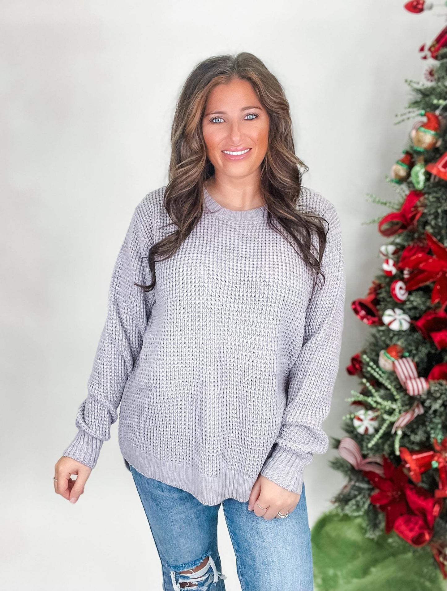 Just That Simple Plus Sweater - Light Grey