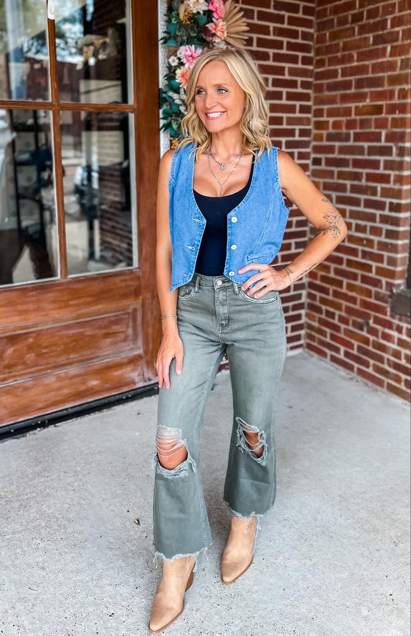 Kelly Vintage Crop Flare - Smokey Olive | Vervet (was $62.90)