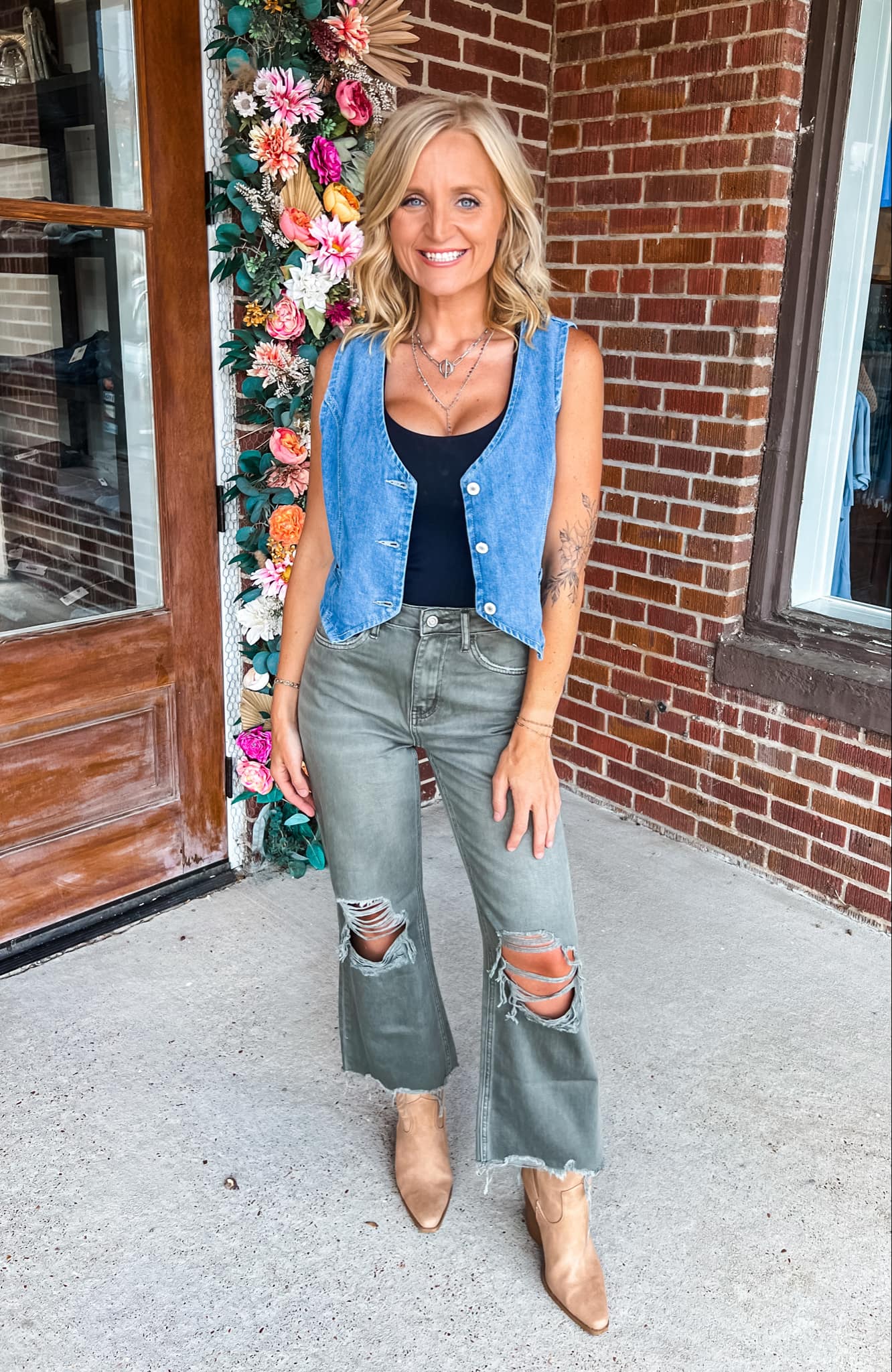 Kelly Vintage Crop Flare - Smokey Olive | Vervet (was $62.90)