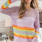 BiBi Rainbow Stripe Hollow Out Cover Up