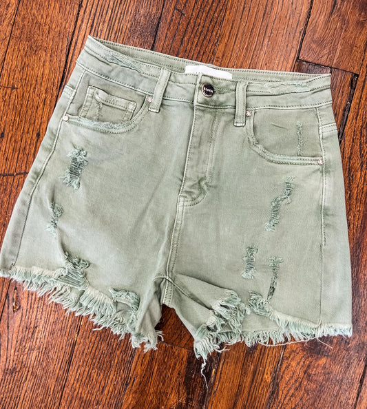 Willow Risen Denim Shorts - OLIVE (was $46.90)