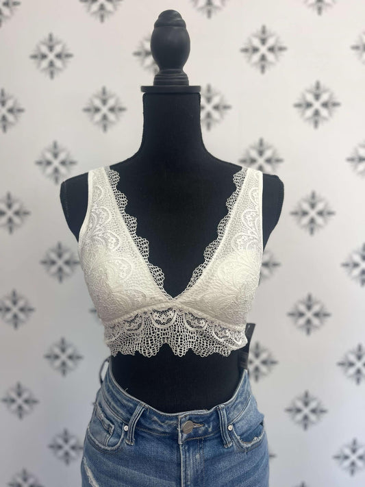 Tiny Details Bralette - WHITE (was $18.00)