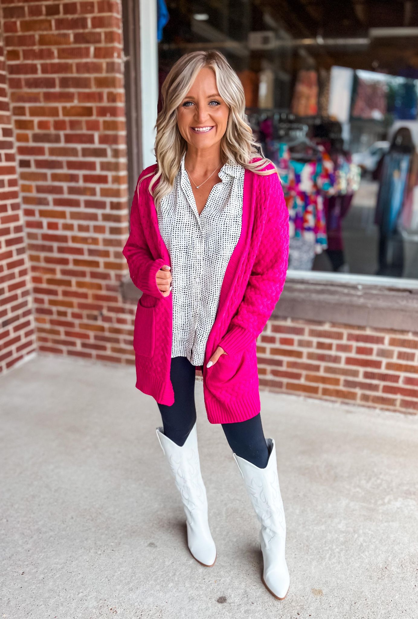 Let's Stay Together Cardigan- MAGENTA (was $48.90)