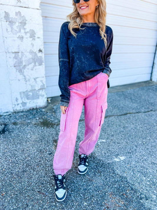 Left The City Cargo Pants- Dusty Orchid