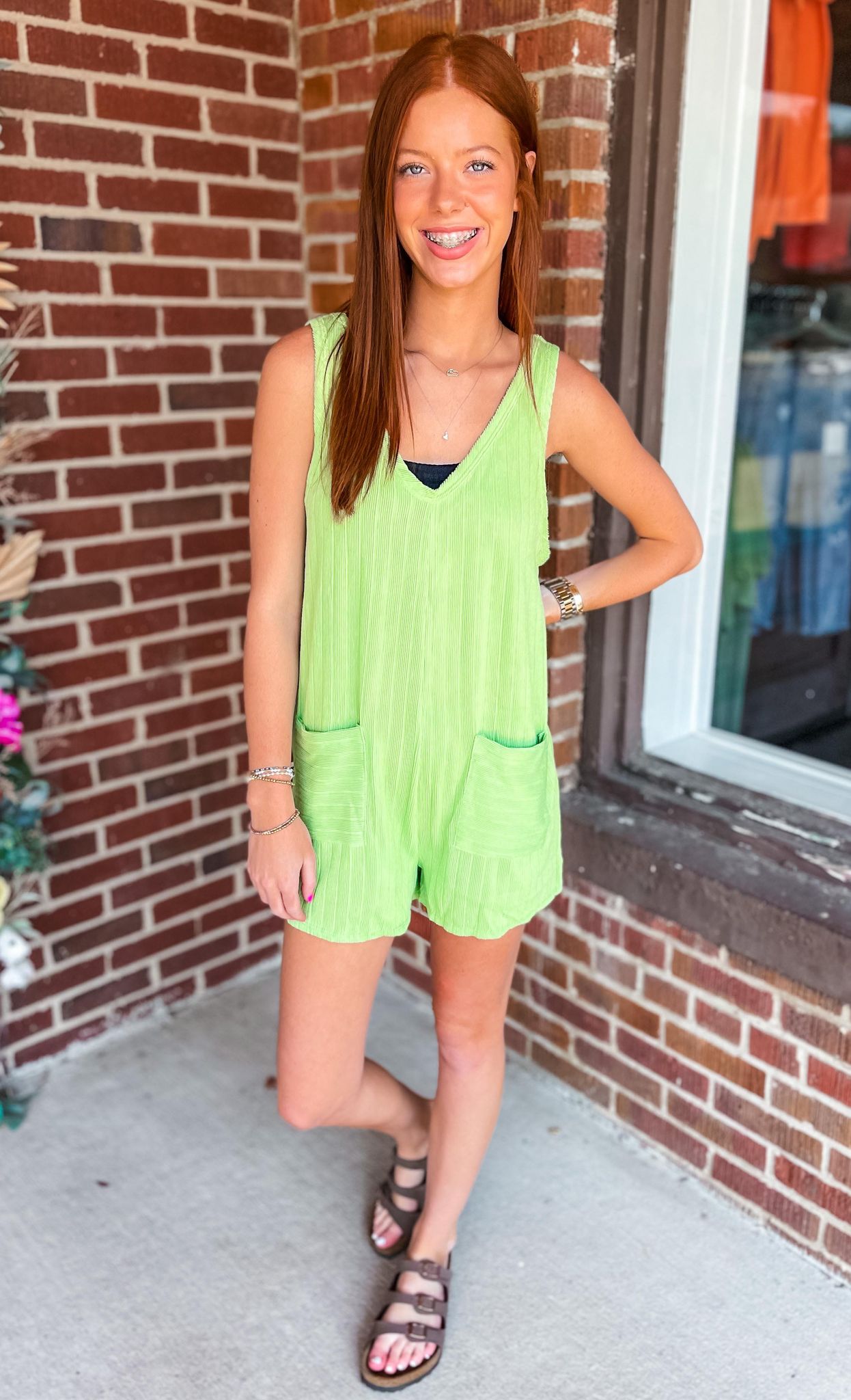 Something To Tell Romper - LIME (was $39.90)