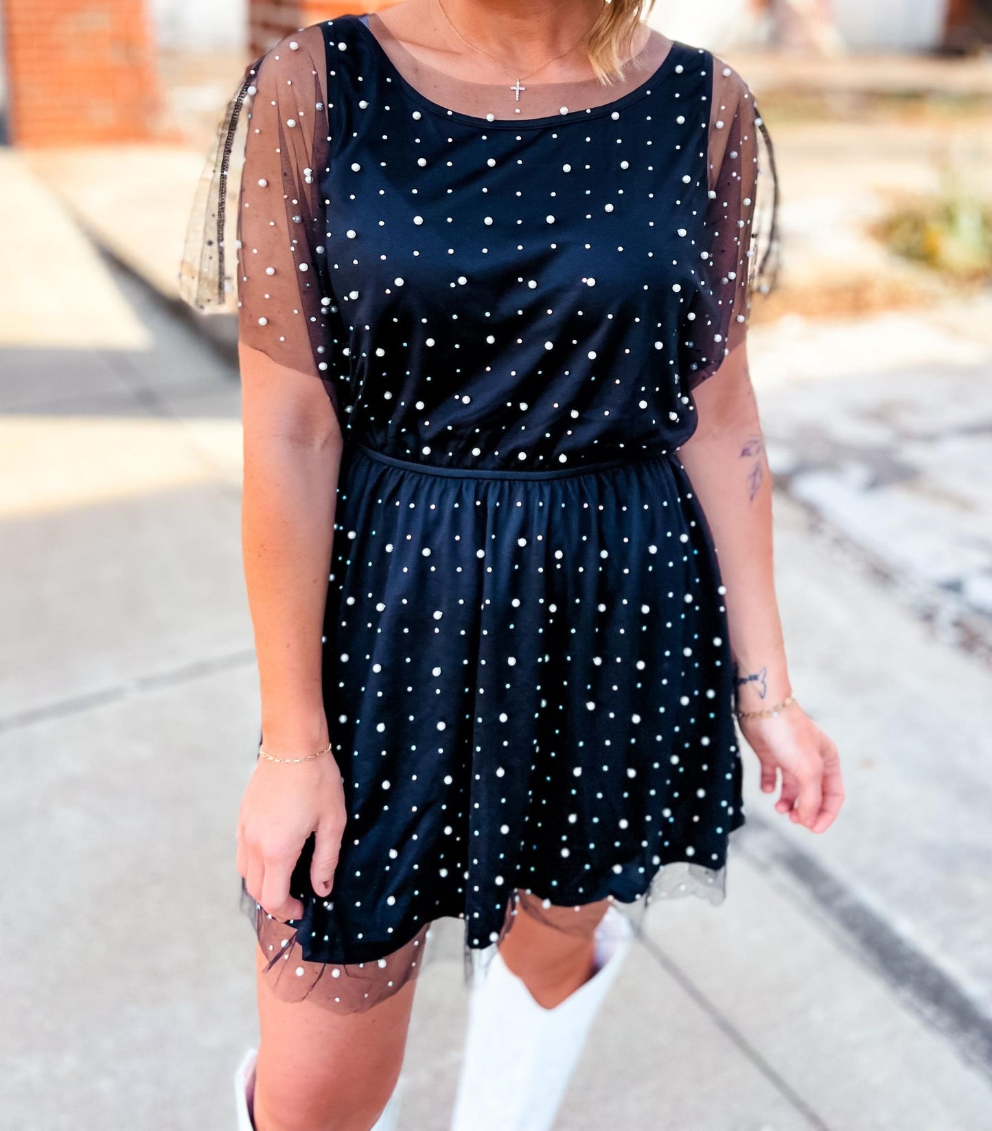 After Party Pearl Beaded Dress - Black (was $54.90)