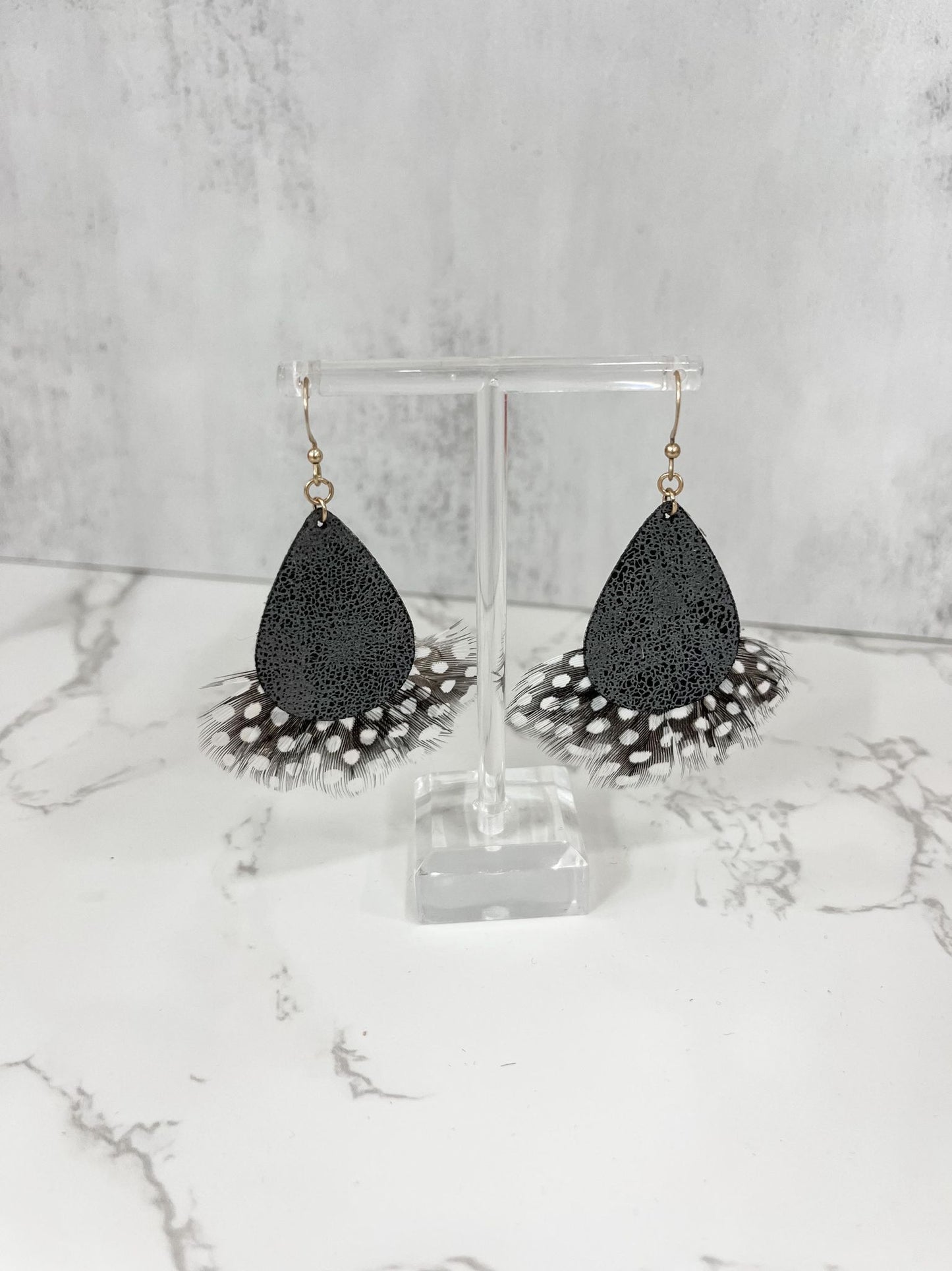 Polka Dot Feather Earrings