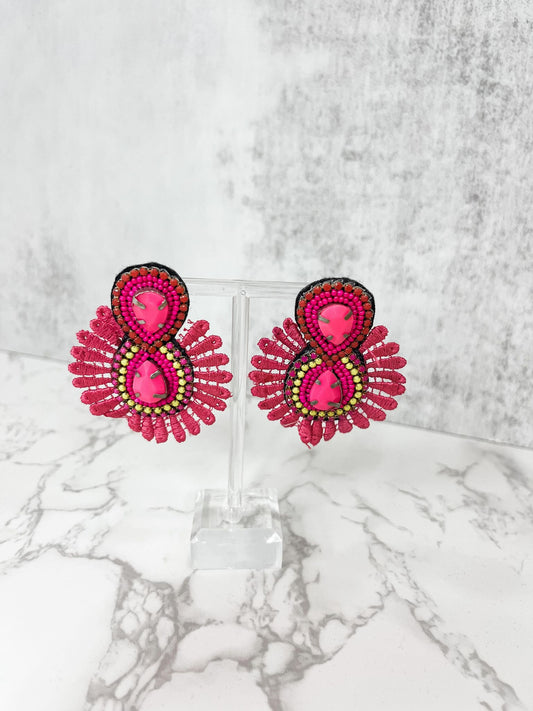 Pink Beaded Earrings