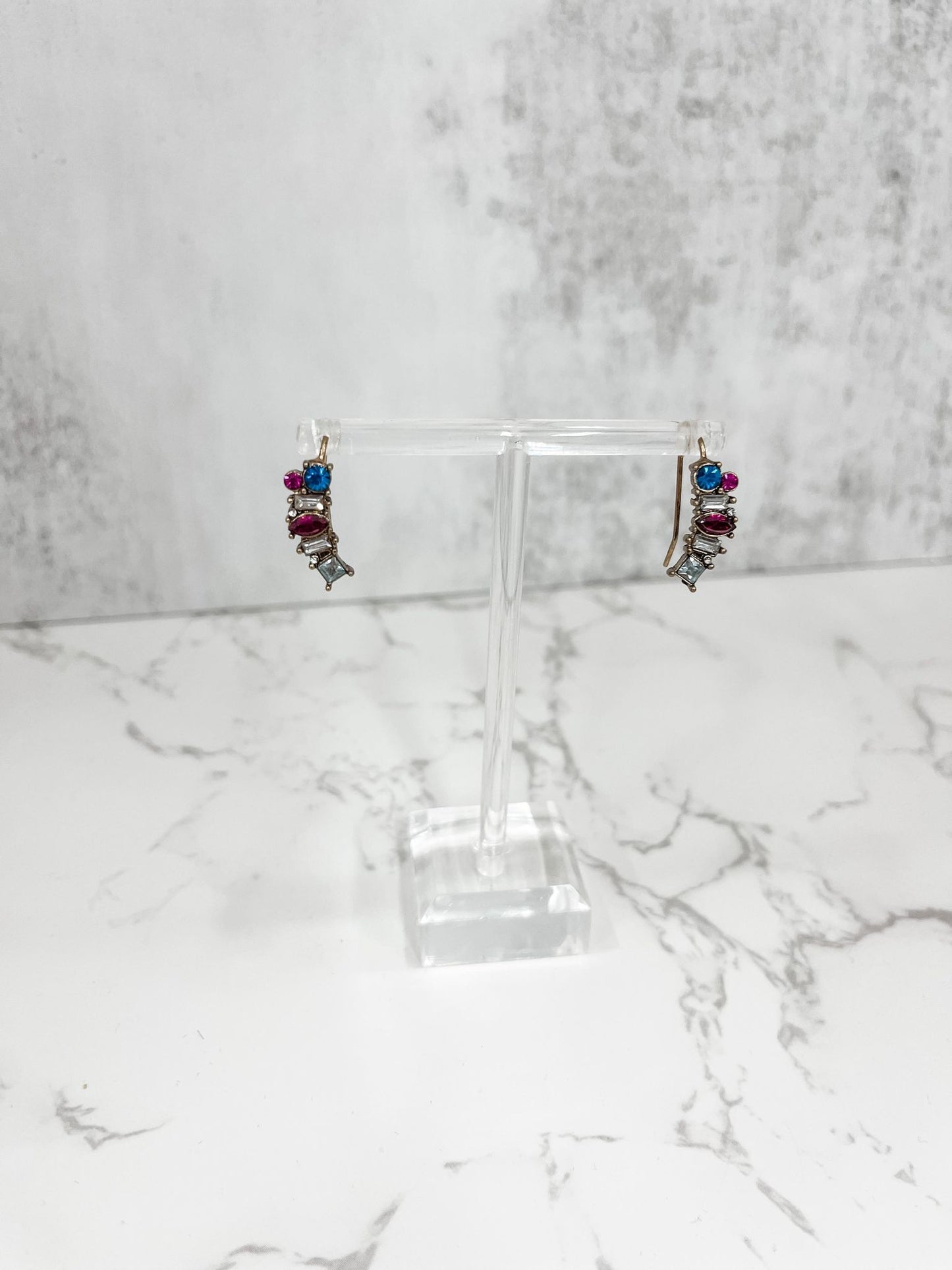 Colorful Diamond Drop Earrings