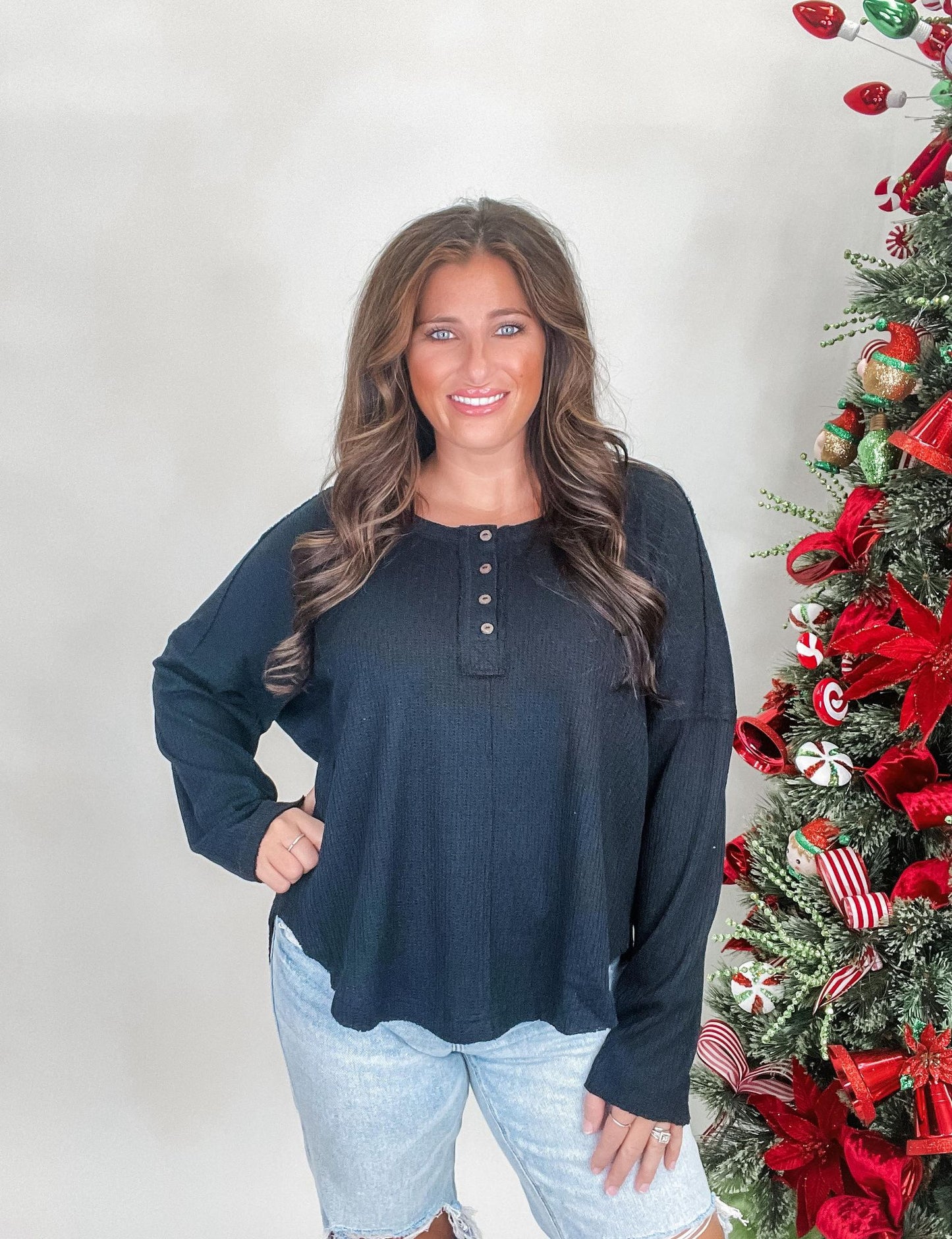 Find Your Joy Knit Top- Black (was $34.90)