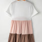 Color Block V-Neck Short Sleeve Mini Dress