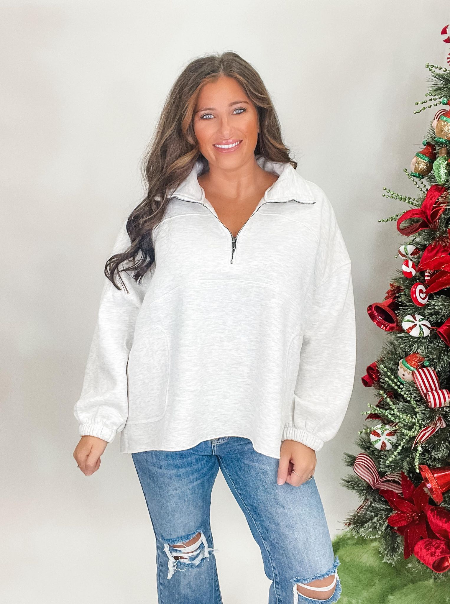 Beat The Crowd Sweatshirt - White Melange
