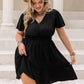 Plus Size V-Neck Flutter Sleeve Mini Dress