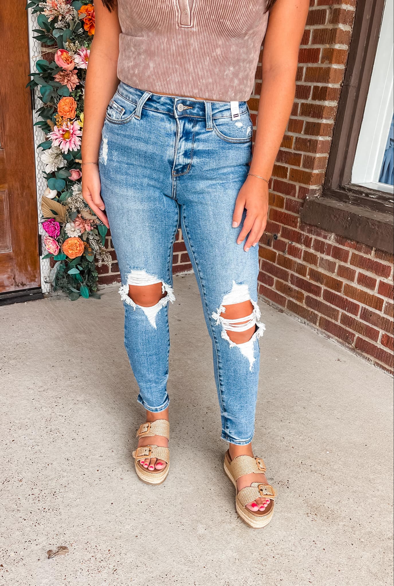 Frankie High Waist Distressed Boyfriend Jeans