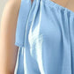 Ninexis One Shoulder Bow Tie Strap Satin Silk Top