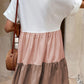 Color Block V-Neck Short Sleeve Mini Dress