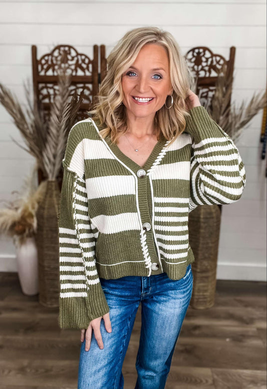 Read All About It Cardigan Sweater - Olive ( was 56.90)