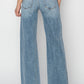 RISEN Mid Rise Button Fly Wide Leg Jeans