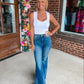 Miley High Waist Control Top Frayed Hem Flare Jeans