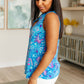 Lizzy Tank Top in Blue and Pink Tropical Sailing
