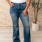 Miley High Waist Control Top Frayed Hem Flare Jeans