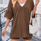 V-Neck Half Sleeve Top and Shorts Set