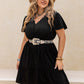 Plus Size V-Neck Flutter Sleeve Mini Dress