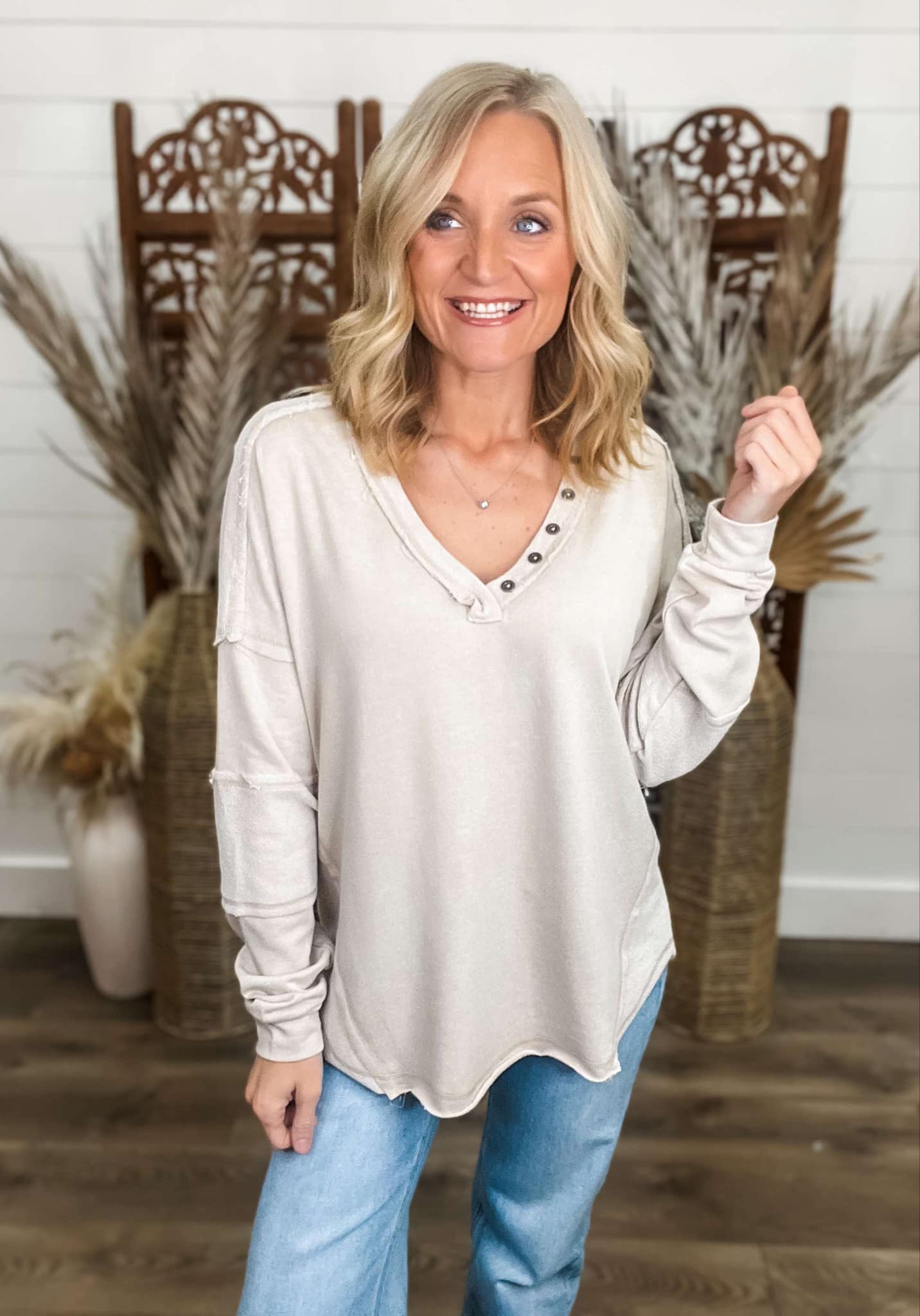 Home For The Holidays Top - BEIGE