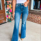 Miley High Waist Control Top Frayed Hem Flare Jeans