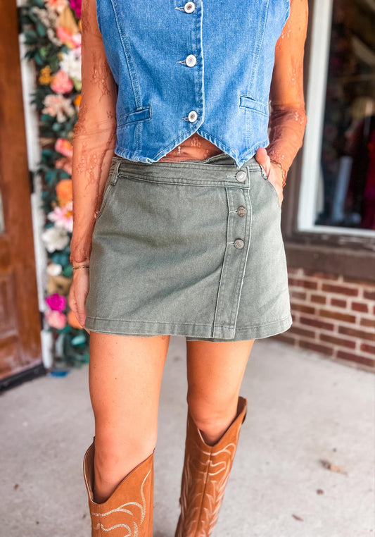 Preppy Girl Skort- Olive