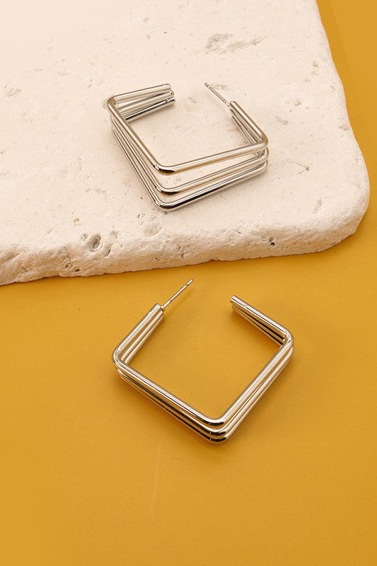 Whisper Rectangle Hoop - SILVER