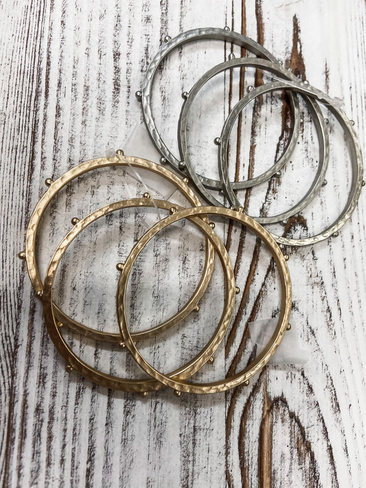 Hammered Three Bracelet Set (2 COLORS)