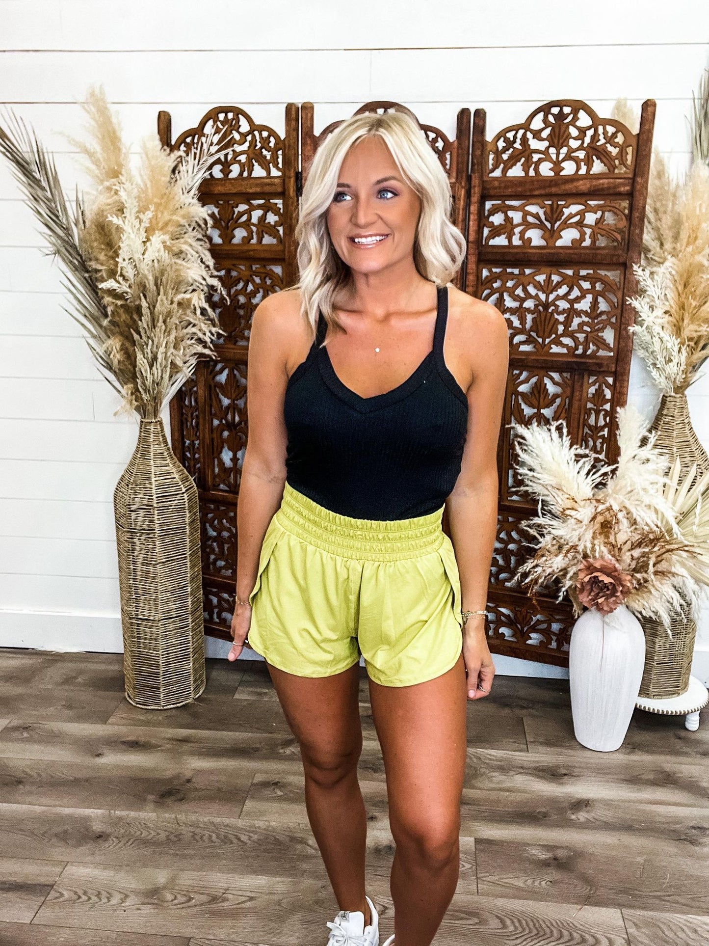 Tennis Time Shorts-YELLOW PEAR (was $15.00)