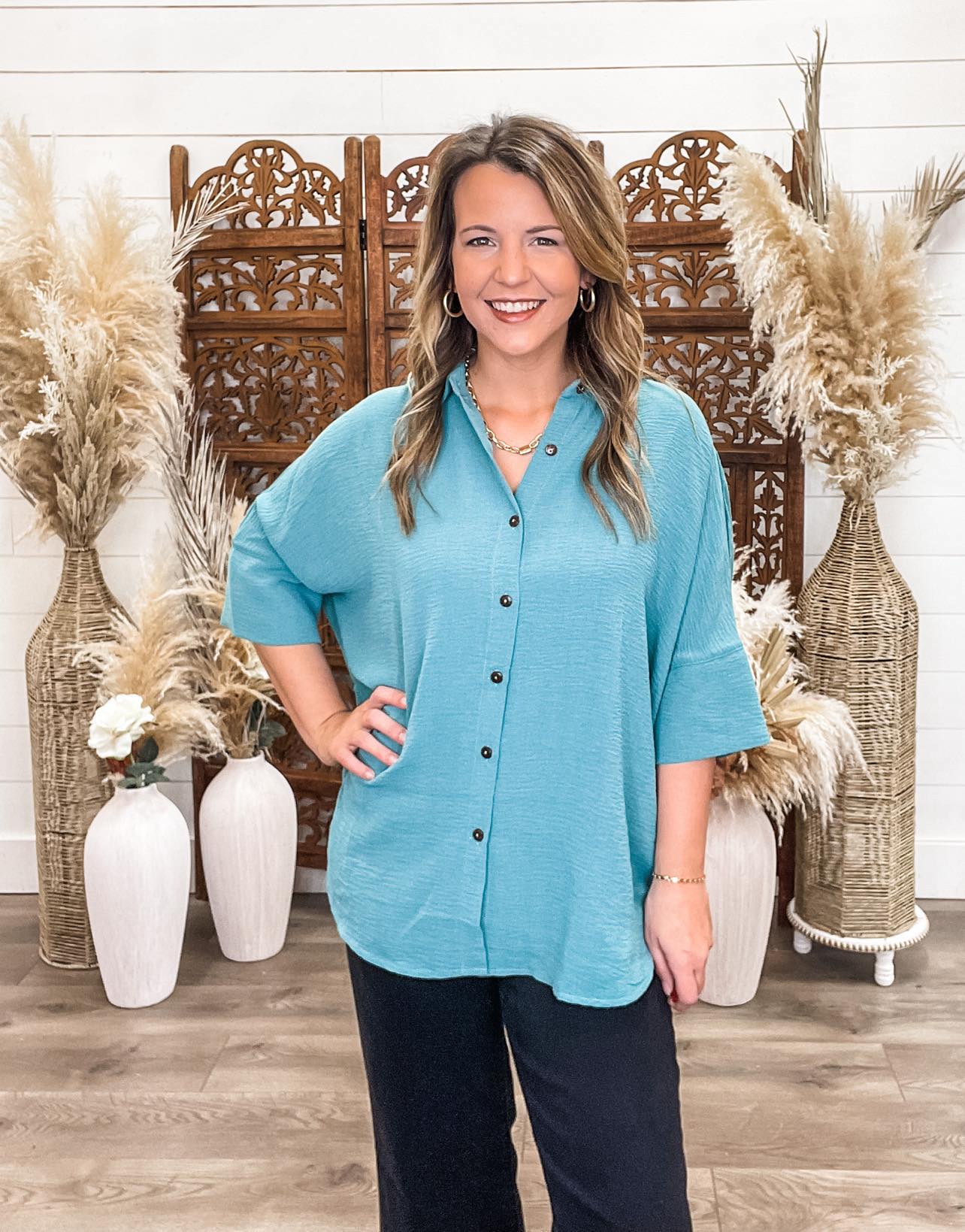 Never Late Top-TEAL