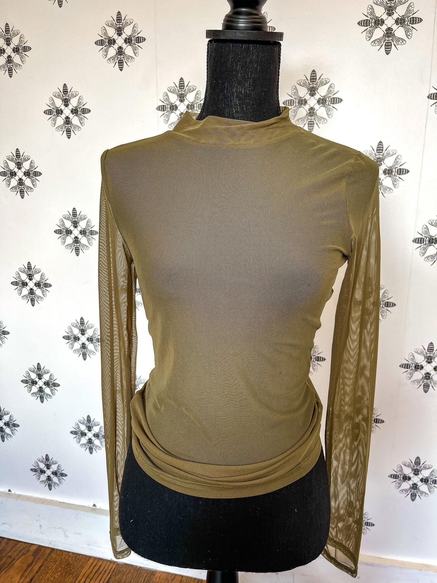 Good As Gold Mesh Top-OLIVE