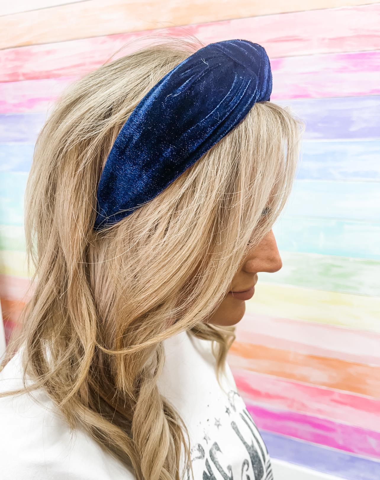 Velvet Headband Dark Blue