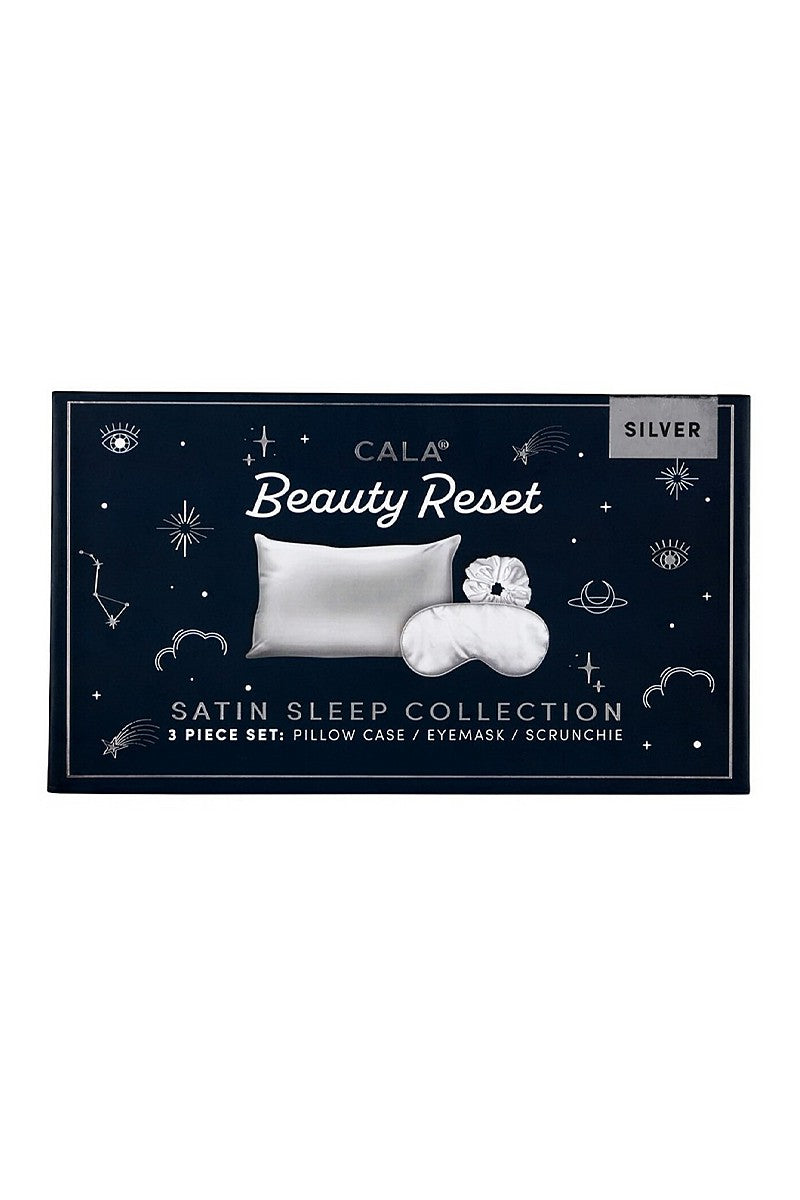 Beauty Rest Satin Sleep Gift set -silver