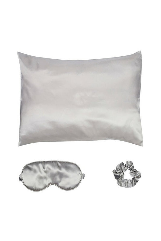 Beauty Rest Satin Sleep Gift set -silver