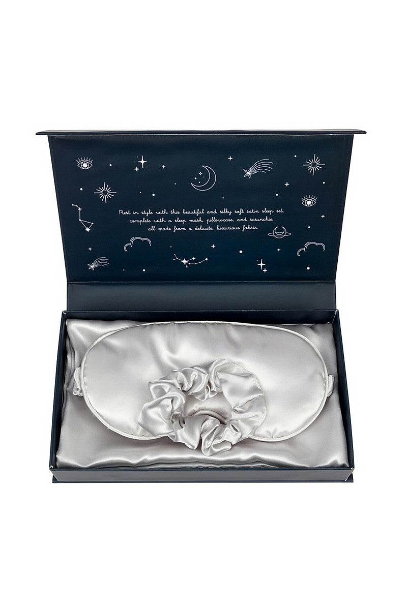 Beauty Rest Satin Sleep Gift set -silver