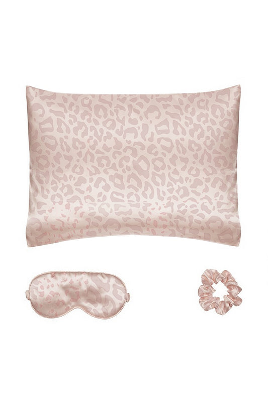 Beauty Rest Satin Sleep Gift set -Pink Leopard